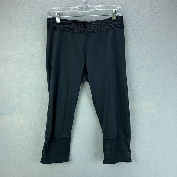 Athleta Derek Lam IOC Leggings Womens Large Black Crop Mesh‎ Athletic - Picture 1 of 14